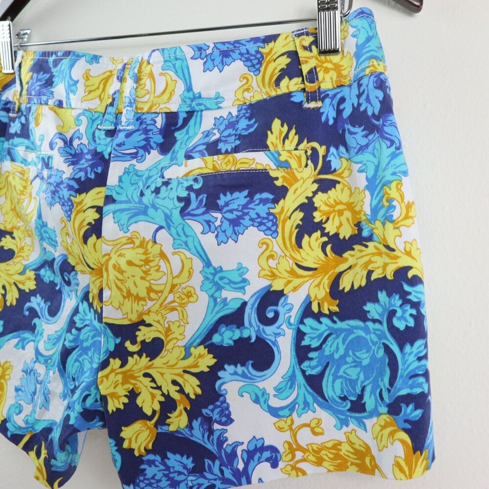Vintage Cache Size 10 Baroque Fleur Print Shorts Floral Blue Yellow - Picture 7 of 10